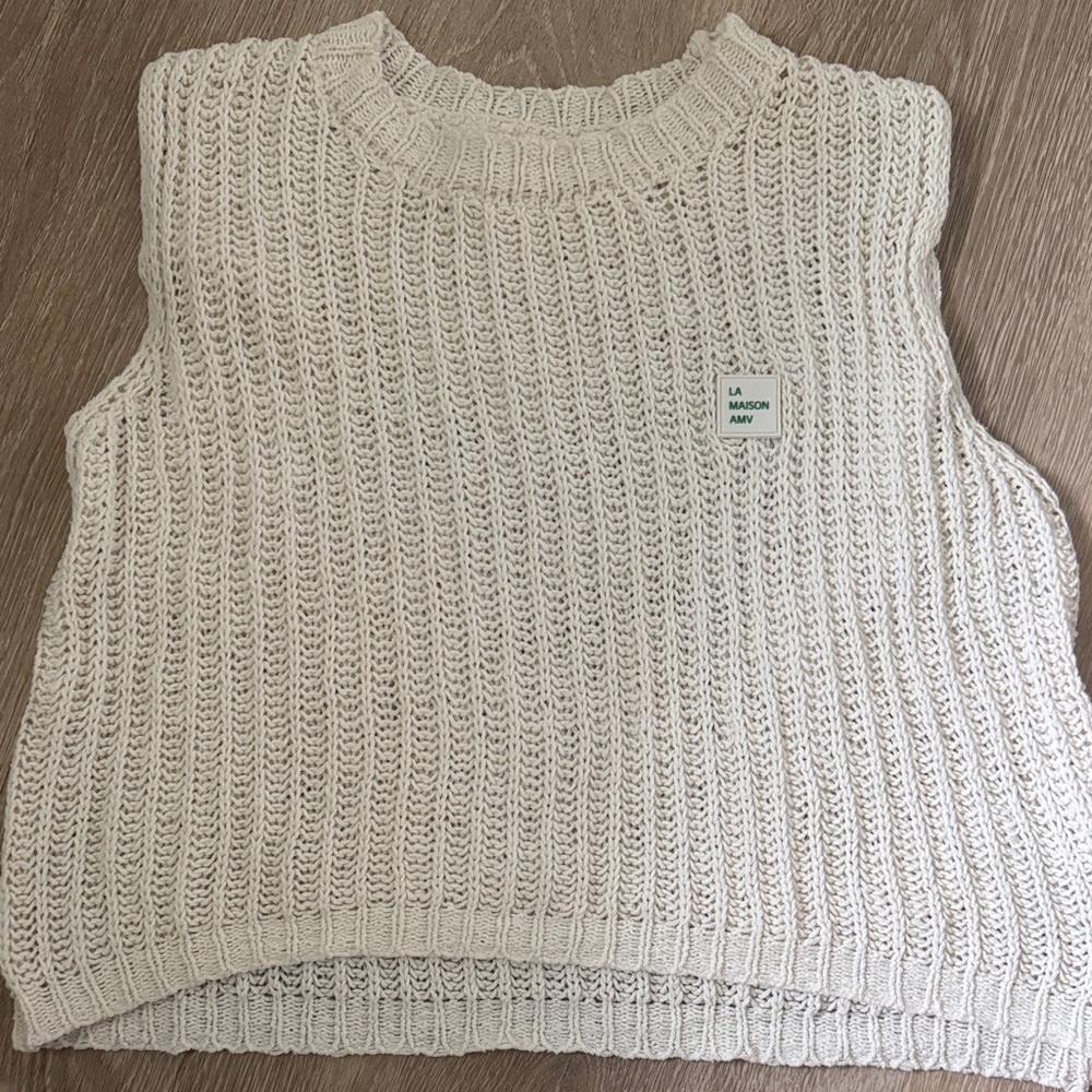 American Vintage Cream Knit Sweater Vest